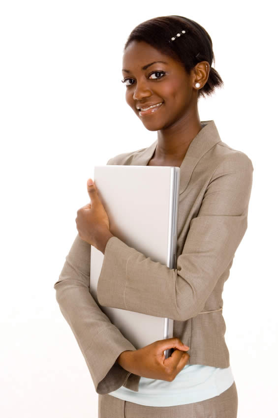 Women holding laptop